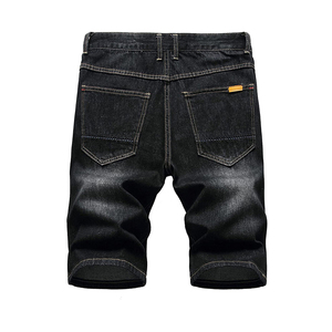Shorts Bermuda en jean déchiré noir pour homme, taille mi-haute, fermeture boutonnée, style décontracté, en coton tissé délavé, avec poches - Product Image 6