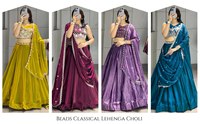 Ensemble de lehenga évasé Fendy pour femmes, 5 mètres, avec perles et sequins |   Blouse de créateur traditionnelle |   Dupatta perlée en cristal