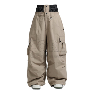 Pantalon de ski unisexe noir grande taille avec poches cargo, fermeture éclair, imperméable, respirant, coupe-vent, pour adultes - Product Image 5