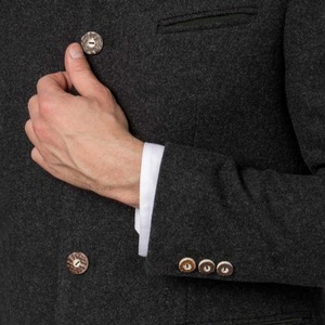 Veste traditionnelle européenne unisexe en laine noire, style Lederhosen, brodée et matelassée, avec doublure en soie respirante et chauffante pour l'hiver. - Product Image 5