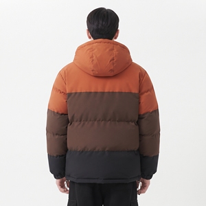 Blouson matelassé à capuche pour homme Hawk Eye, color block, épais, coupe-vent, décontracté, fermeture éclair sur le devant, logo - Product Image 6