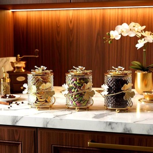 Leaf Design Silver Metal Glass Container For Gifting Purpose Luxury Storage <b>Jar</b> For Weddings And Housewarming From India - Product Image 5