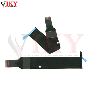 Bandes de compression réglables noires de qualité supérieure pour poignets, avec boucles de pouce bleues, pour la musculation (vente en gros) - Product Image 2