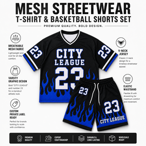 Custom <b>Mesh</b> Jersey and Basketball Shorts <b>Set</b> 100% Polyester Oversized Streetwear <b>Two</b> <b>Piece</b> OEM - Product Image 6