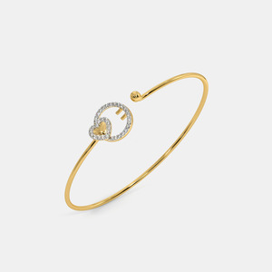 Brazalete Abierto de Oro con Diamantes en Forma de Corazón - Product Image 3