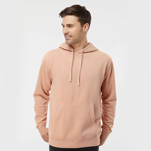 Sweat à capuche décontracté pour homme en molleton de coton pêche, coupe classique, couleur unie, avec poche kangourou, style streetwear - Product Image 1
