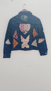 Wholesale High Quality Heavyweight Washed <b>Button</b> <b>Jeans</b> Material Bows Decoration Distressed Eco-Friendly Vintage Autumn Jacket - Product Image 4