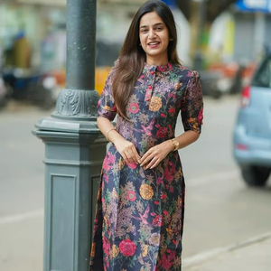 Sun Fashion And Lifestyle Women's Chanderi Stitched Printed <b>Kurta</b> for Women - Product Image 1