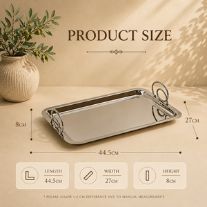 Artisan Stainless Steel Oval Serving <b>Tray</b> Set <b>Mirror</b> Finish Designer Butterfly Handles Premium Display Platters - Product Image 2