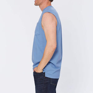 T-shirt sans manches pour homme en coton de qualité supérieure, logo personnalisé, coupe slim, t-shirt uni pour homme, t-shirts de sport - Product Image 3