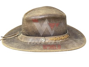Sombrero Vaquero Formal de Cuero Vacuno Auténtico, de Alta Calidad, Ligero, para Viajes al Aire Libre, con Correa Ajustable, Unisex, Sombrero Occidental de Cuero a la Moda - Product Image 4