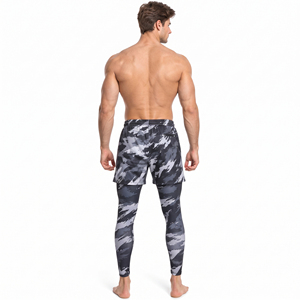 Leggings de Compresión 2 en 1 para Hombre al por Mayor, Pantalones Cortos Deportivos con Cordón en la Cintura, Ropa de Yoga, Leggings de Poliéster para Hombre, Leggings 2 en 1 - Product Image 3