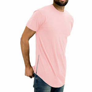 Custom <b>Longline</b> Crew Neck <b>T</b> <b>Shirt</b> Side Zipper Streetwear Gym Wear Tee Casual Wear Tee OEM Manufacturer Crew Neck Tee - Product Image 3