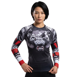 Chemise de sport pour homme à manches longues, imprimé loup, séchage rapide, polyester - Product Image 5