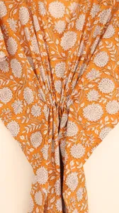 Elegante Vestido Kaftan Rosa con Estampado Floral, Cuello en V, Holgado, de Algodón, Estilo Bohemio, Casual, para Vacaciones de Verano, para Mujer - Product Image 5
