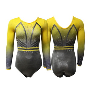 Justaucorps de gymnastique pour filles, manches longues, imprimé par sublimation, strass, tenue de danse de ballet, combinaison d'entraînement - Product Image 5