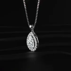 Collar con Colgante de Diamante Cultivado en Laboratorio con Corte Pera de 0.5CT, Claridad VVS-VS, Oro, para Compromiso y Boda - Product Image 4