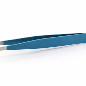 Pince à épiler professionnelle bleue à pointe angulaire en acier inoxydable pour extensions de cils volume, salon de beauté et application de cils - Product Image 2