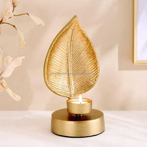Flat Packaging Vintage Metal Leaf <b>Tealight</b> <b>Holder</b> - Solid Brass <b>Tealight</b> Stand Factory Export India - Product Image 1