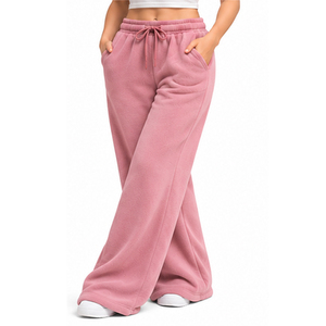 Womens Flare <b>Fleece</b> <b>Trousers</b> Wide Leg Winter Sweatpants Custom Casual Sportswear Wholesale Manufacturer OEM ODM Apparel Supply - Product Image 1