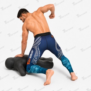 Leggings de compression athlétiques MMA 235 GSM en polyester et élasthanne, séchage rapide, extensibles dans quatre directions, respirants, pour l'entraînement en salle de sport, personnalisables OEM - Product Image 5