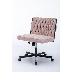 Modern Armless <b>Desk</b> Chair with Criss Cross Leg Wide Seat Home Office Work Meditation Wheels Included for Office Environment - Product Image 5