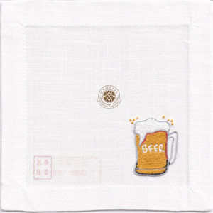 Chope à bière carrée en lin 100 % naturel personnalisable, broderie, design moderne et luxueux, artisanat durable fait main pour mariages - Product Image 3