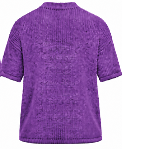 <b>Purple</b> Men Knitted <b>T</b> <b>Shirt</b> Short Sleeve Crew Neck Textured Casual Top Custom Printed Streetwear Summer Fashion Wholesale Apparel - Product Image 2