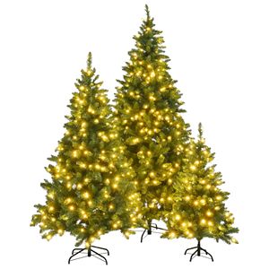 Set di alberi di Natale artificiali di pino verde Pre-illuminato da 8 piedi e 4 piedi 3 alberi di Natale incernierati 820 luci a LED giallo caldo 2539 punte di rami per - Product Image 3