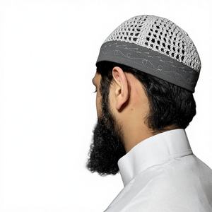 Chapeau de prière musulman en gros d'usine, casquette Kufi gaufrée, chapeau Koofi pour homme 100% coton respirant en maille, fabricant du Bangladesh - Product Image 2