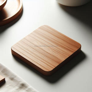 ที่รองแก้วไม้อาเคเชียทำมือและบล็อกสับที่เป็นมิตรกับสิ่งแวดล้อมดีไซน์วงกลมสี่เหลี่ยมทำด้วยมือสารกันบูดบนโต๊ะ - Product Image 2