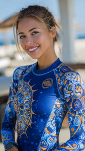 Camiseta de compresión con presilla para el pulgar, 100% poliéster, para gimnasio y fitness, estampada, ajustada, de manga larga, para mujer, tipo Rash Guard. - Product Image 2