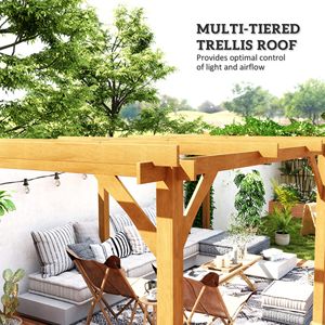 20 'X 10' marrone scuro Pergola in legno padiglione all'aperto con struttura stabile per il traliccio d'uva & supporto per piante rampicanti - Product Image 5