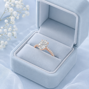 Bague de fiançailles au meilleur prix avec diamant solitaire ovale et rond cultivé en laboratoire, or 14 carats, fournisseur de bijoux fins en gros OEM - Product Image 4