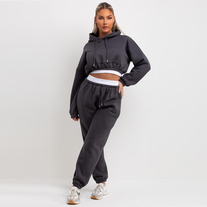Conjunto Deportivo Informal para Mujer, Top Corto Negro, Conjunto Deportivo de Dos Piezas, Ropa de Entrenamiento, para Correr - Product Image 3