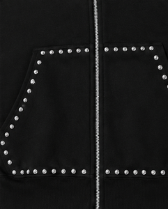 Sweat à capuche zippé sur mesure pour homme, de qualité supérieure, imprimé strass, effet délavé vintage, style streetwear en molleton. - Product Image 4