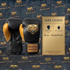 Gants de boxe professionnels en cuir noir et jaune de 10 oz – Équipement d'entraînement et de combat en cuir véritable de qualité supérieure YM-BG-37 - Product Image 5