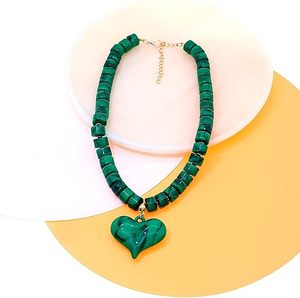 Necklace for Women Big Heart <b>Bead</b> Necklaces <b>Large</b> Statement <b>Beads</b> Choker Neck Costume Jewelry Summer - Product Image 3
