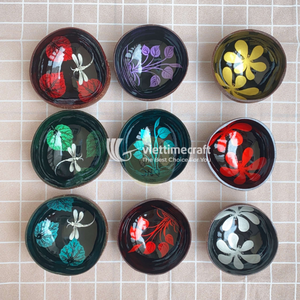 Coconut Bowl, Lacquered & Hand-painted Decorative Bowl, Natural Coconut Shell Bowl for Smoothie, Jewelry & Boho Decor - Product Image 3