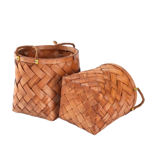 Cesta de Almacenamiento de Madera Ecológica de Diseño Cuadrado con Asa de Yute y Acabado Recubierto, Organizador Colgante Estilo Americano, ¡Venta Caliente! - Product Image 1