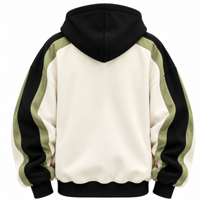 Sudadera con Capucha Extra Grande de Felpa 100% Algodón con Bloques de Color y Logotipo Personalizado |   Sudadera Deportiva Color Verde Oliva Oscuro |   OEM ODM - Product Image 2