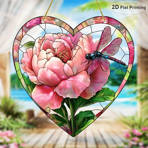 CIFbuy Bellissima Decorazione Acrilica da Appendere alla Finestra, Acchiappaluce a Forma di Libellula e Fiore, Ornamento da Giardino, Regalo per le Feste, Selezionato a Mano S - Product Image 3