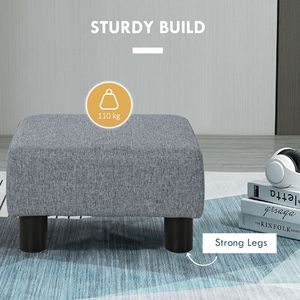Pouf Cubo Antico in Tessuto Lino Grigio da 16 Pollici, Versatile Poggiapiedi con Funzione Contenitore per Ingresso, Camera da Letto, Appartamento - Product Image 5