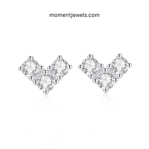 Elegant V Shape Moissanite <b>Stud</b> Earrings Luxury Rhodium Plated 925 Sterling <b>Silver</b> Ear <b>Studs</b> Round Gemstone Inlay Women Simple - Product Image 1