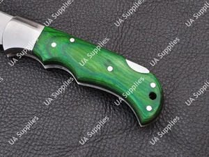 Cuchillo Plegable Profesional de Acero Inoxidable Forjado a Mano para Camping y Caza, con Mango Personalizable de Madera Pakka, OEM - Product Image 5