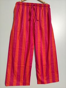Pantalon palazzo bohème d'été pour femme en coton rose-orange à motifs floraux/animaliers, séchage rapide, écologique, taille haute, coupe large - Product Image 2