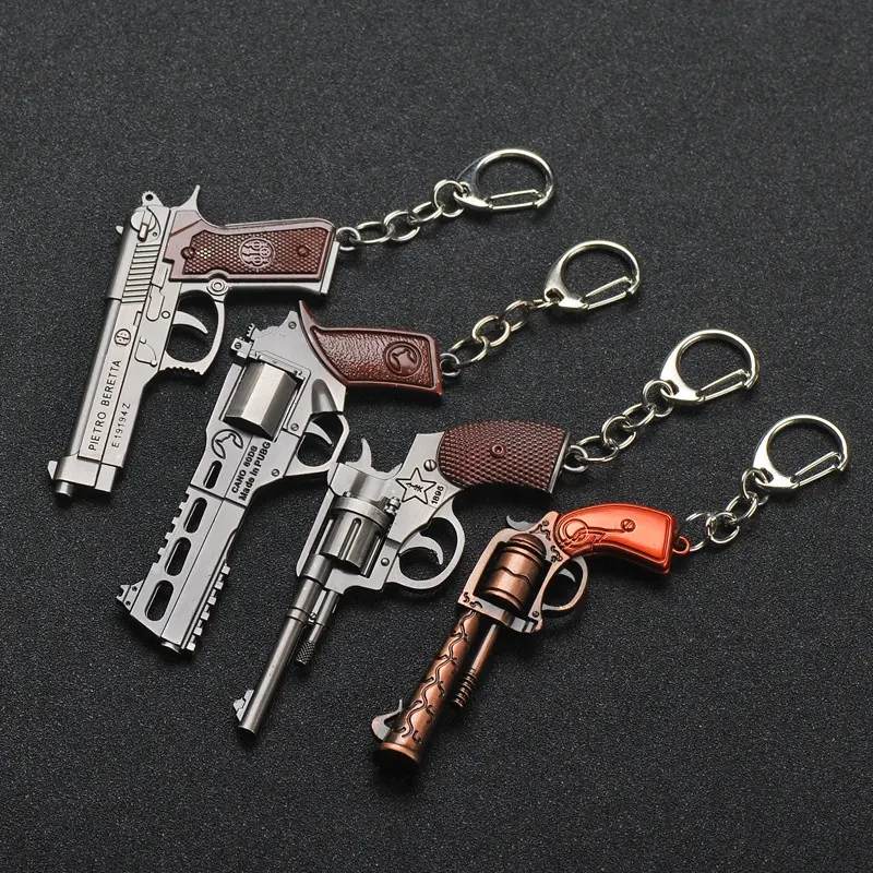 Mobile Keychain Peripheral P92 Signal Pistol Revolver Model Wholesale Key chain ring