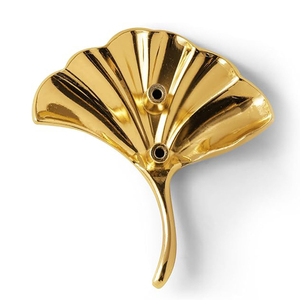Vintage Metal Ginkgo Leaf Knobs Cabinet Drawer and Dresser <b>Hardware</b> Pulls Brushed Brass Knobs Retro Brass Style Knobs - Product Image 3