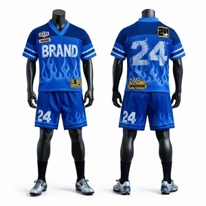 Ensemble de maillot et short de football américain personnalisé, uniforme sportif respirant, vêtements d'équipe personnalisés pour les entraînements et les matchs - Product Image 1
