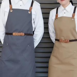 Premium <b>Work</b> <b>Aprons</b> With Leather-Style Straps Pockets And Adjustable Buckles Customize Professional Barista Chef Workshop Smock - Product Image 5